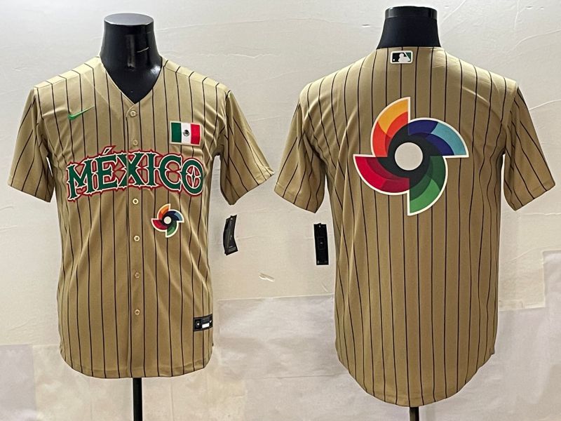 Men Mexico Blank Brown Stripe Joint Name 2025 Nike MLB Jersey style 18